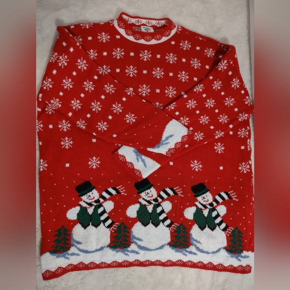 VINTAGE 80's NUTCRACKER Brand NWT Women's Snowman Holiday Sweater Size 3X - Picture 3 of 11